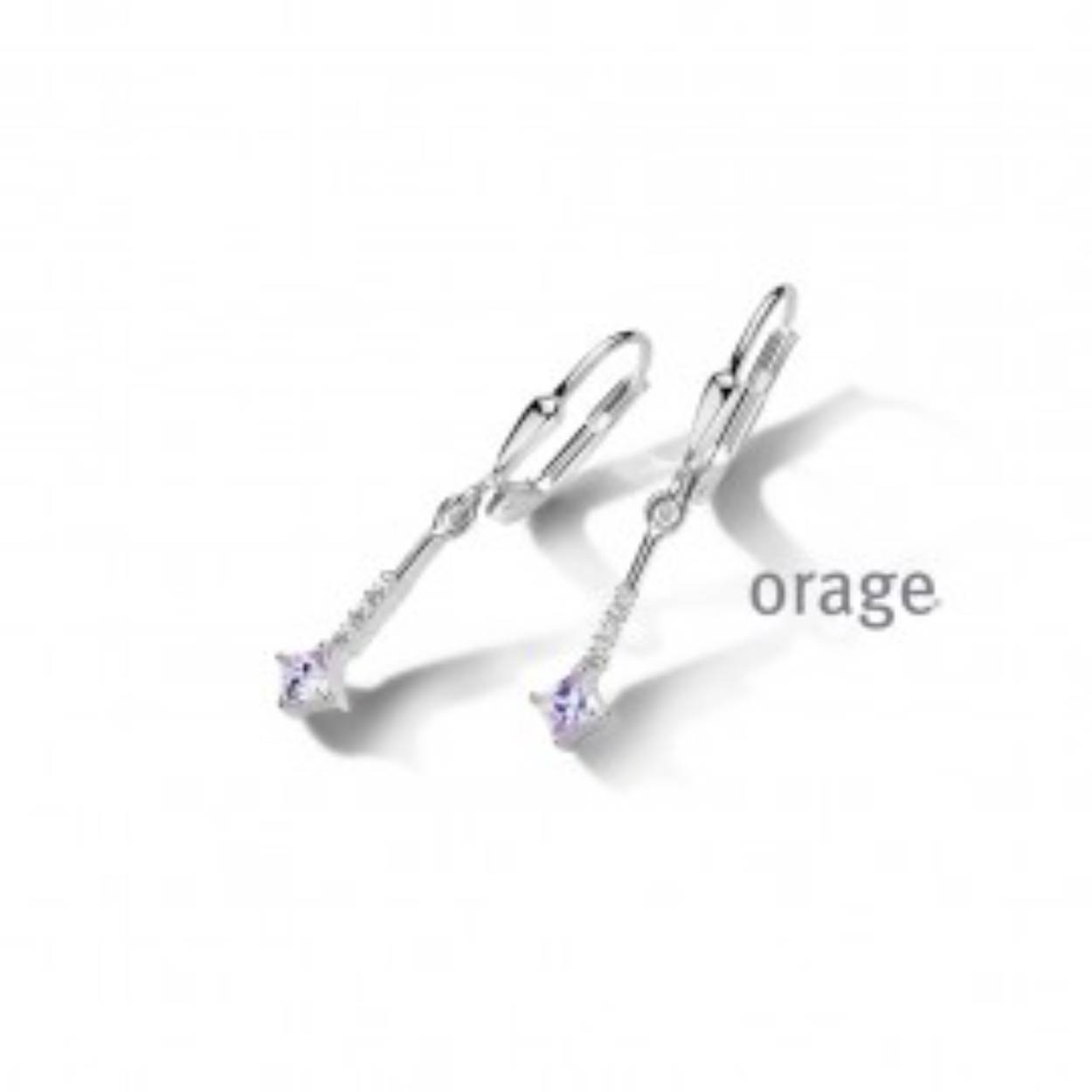 Orage oorslingers zilver paars zirconia 