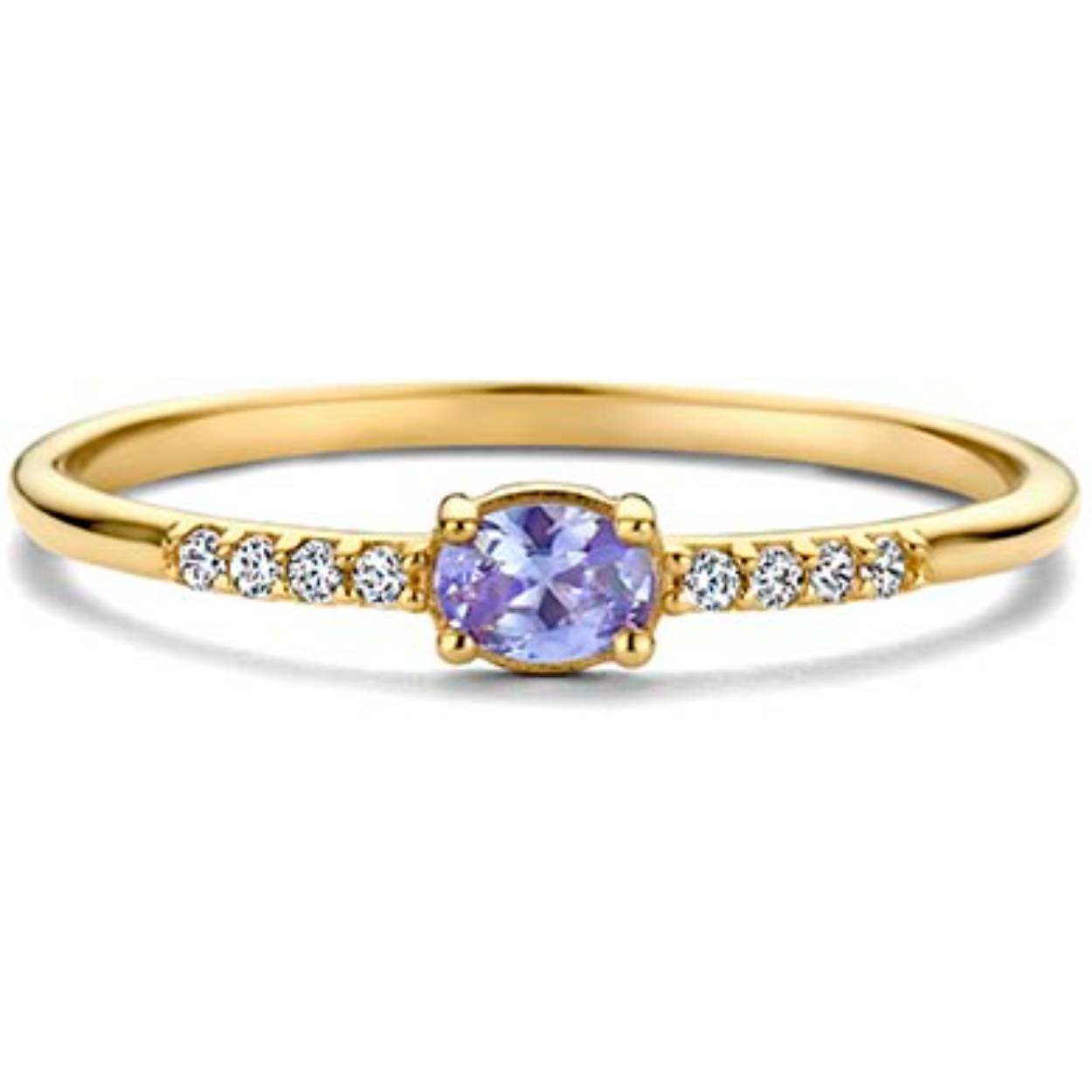 Swing Jewels gouden ring met lila en witte zirkonia's in maat 52
