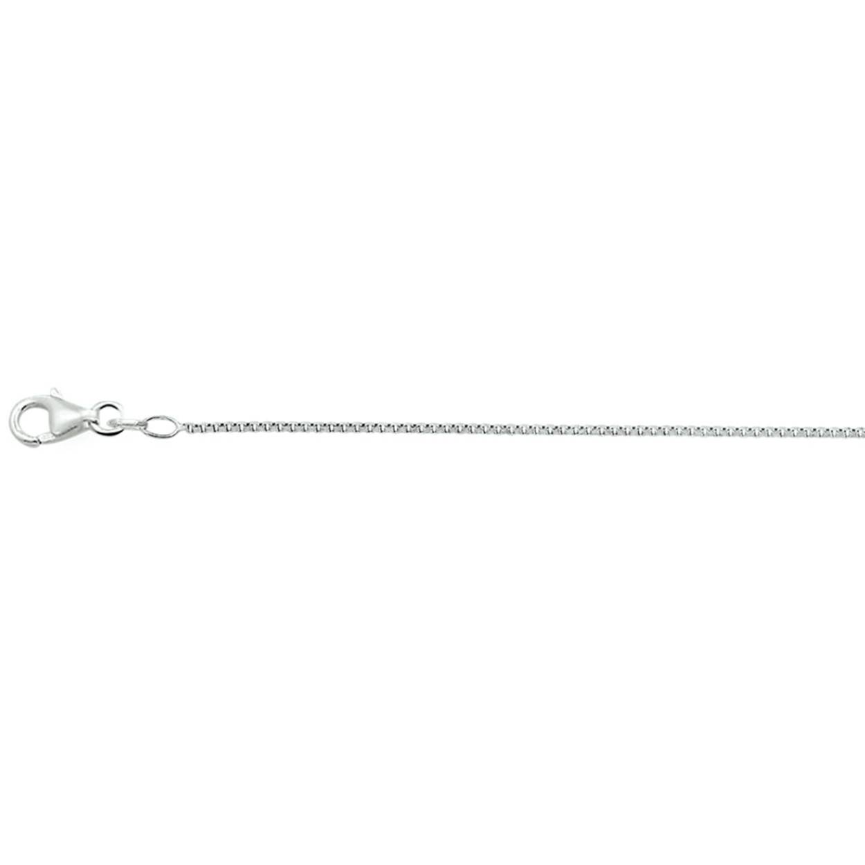 14k witgouden venetiaans schakelcollier met karabijnsluiting, dikte 0.6mm en op 42cm lengte