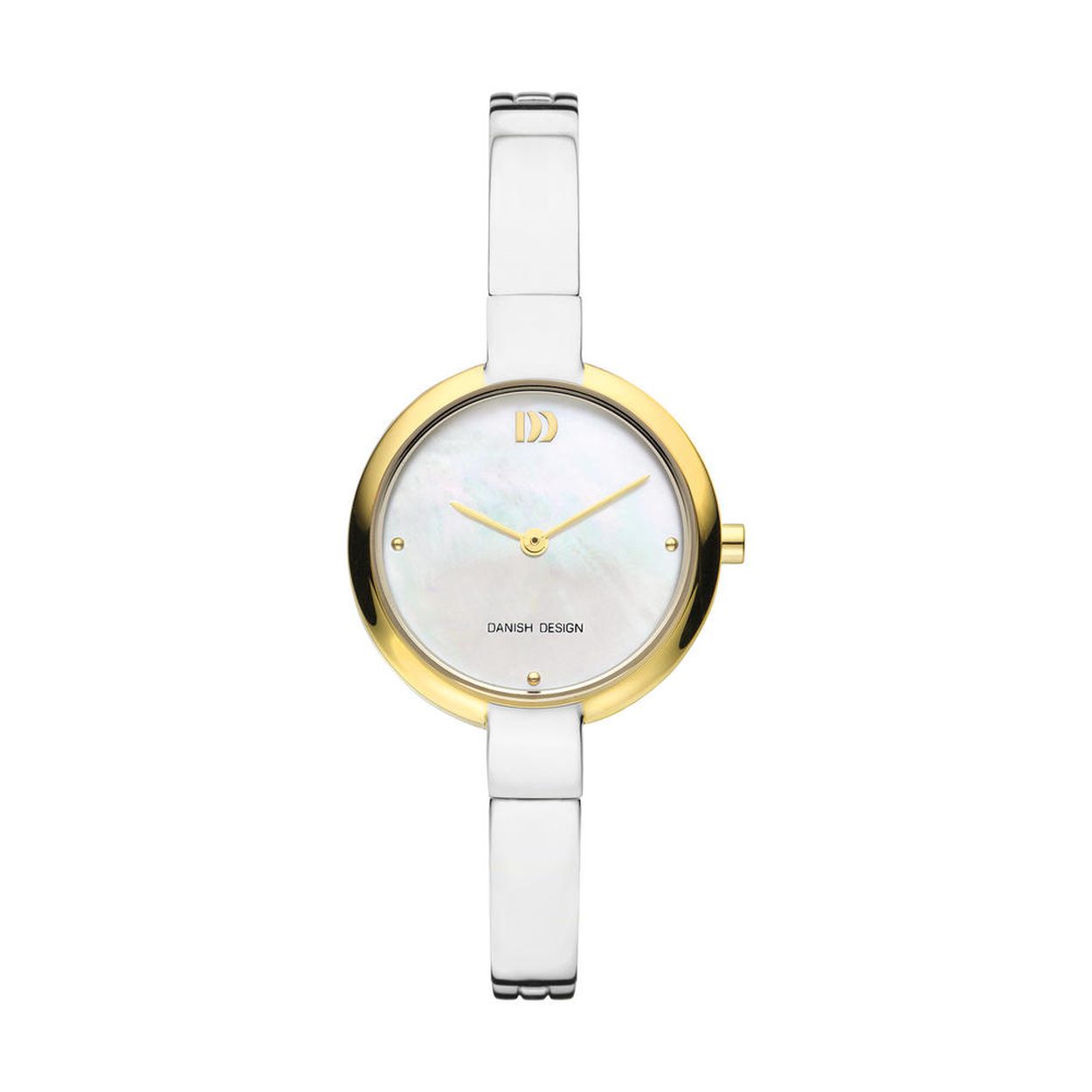Dames Horloge met zilverkleurige roestvrij stalen band.