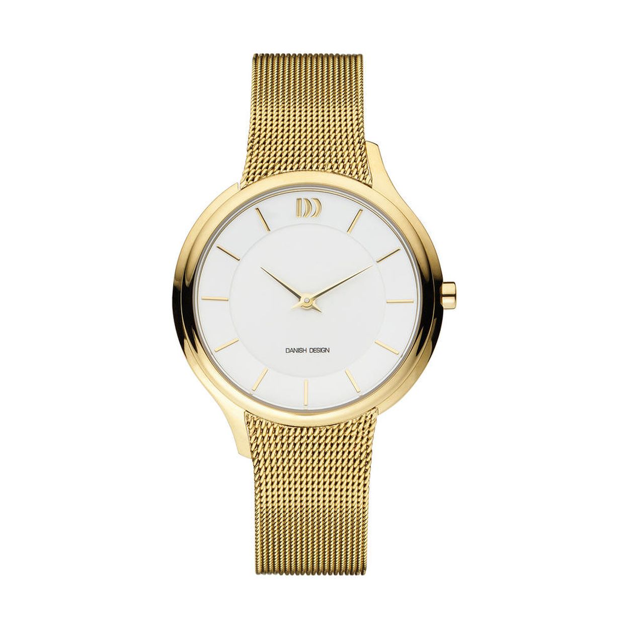 Danish Design horloge dames edelstaal met een goudkleurige kast en edelstaal