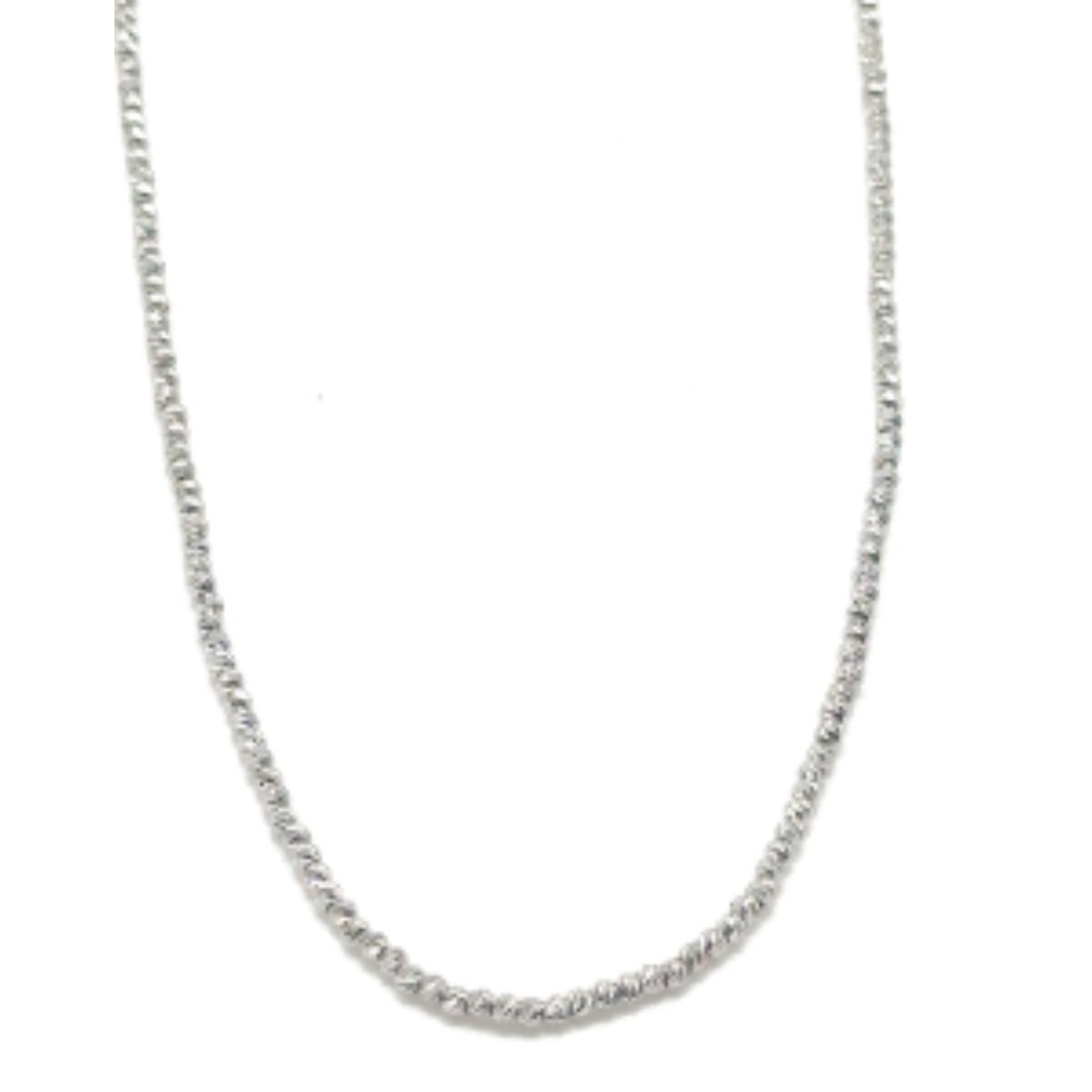 14k witgouden gediamanteerd collier/ 42cm/2mm breed