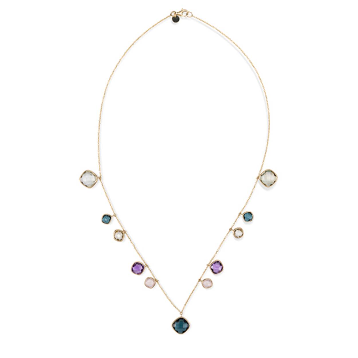 18 karaat collier Italo Bottene amethyst, roze qwartz, london blue , groen qwartz