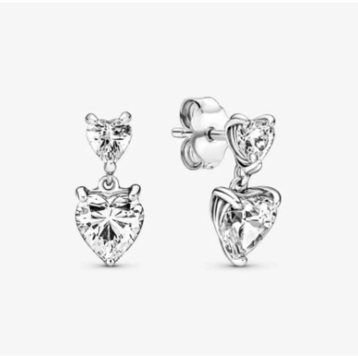 Double Heart Sparkling Oorknopjes