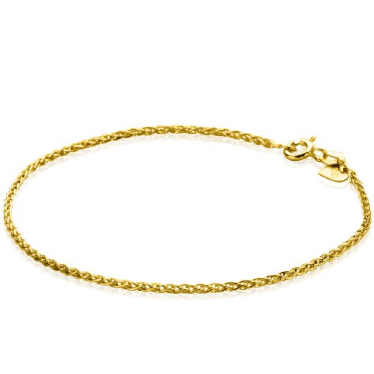 ZINZI Gold 14 karaat gouden palmier armband van 1,5mm breed. De lengte van de armband is 18,5cm. Vervaardigd van geheel 14 karaat goud (585). En herkenbaar 'Zinzi' door het kleine gouden Zinzi hartje bij de sluiting.