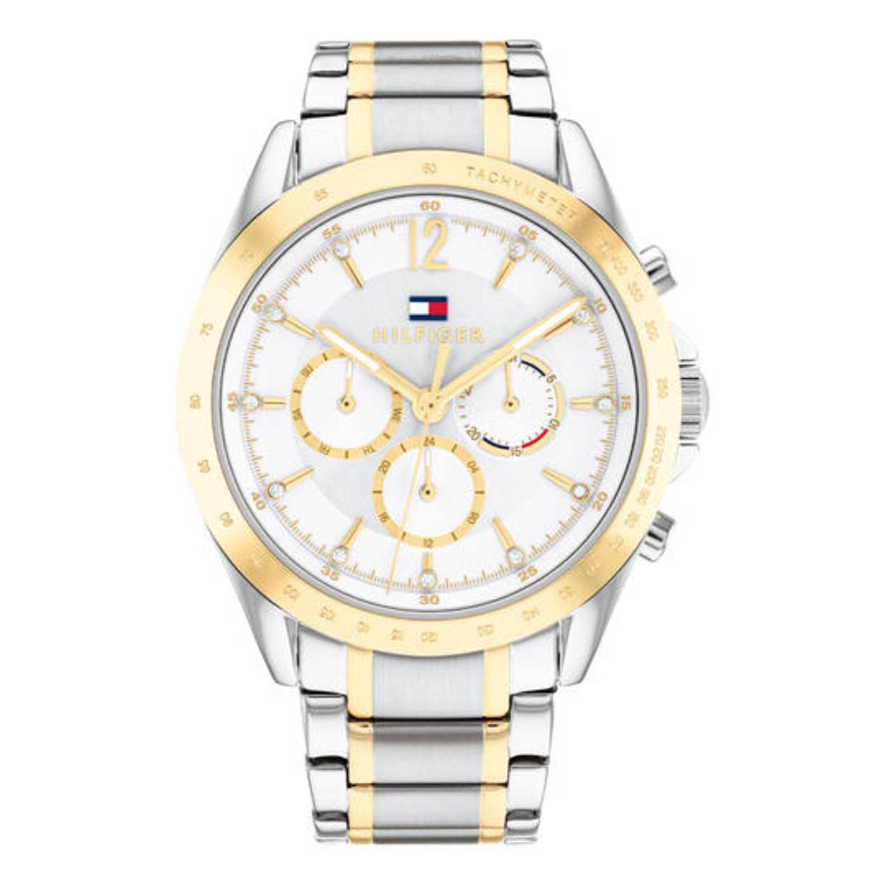 Tommy Hilfiger stalen bi-color horloge Kenzie 

Tijdsaanduiding	Analoog
Materiaal horlogekast	Staal
Kleur horlogekast	Zilverkleurig
Glas	Mineraal
ATM	5ATM
Materiaal horlogeband	Staal
Kleur horlogeband	Zilverkleurig
Vorm horlogekast	Rond
Horlogesluiting	Vlinder- of vouwsluiting
Kleur wijzerplaat	Zilverkleurig
Datumaanduiding	Datum
Horlogeopties	Met datumaanduiding
Maat	40mm
Soort	Multifunctie
Product hoogte mm	9.5
Productgroep	Horloges
Serie	KENZIE
Uurwerk	Quartz