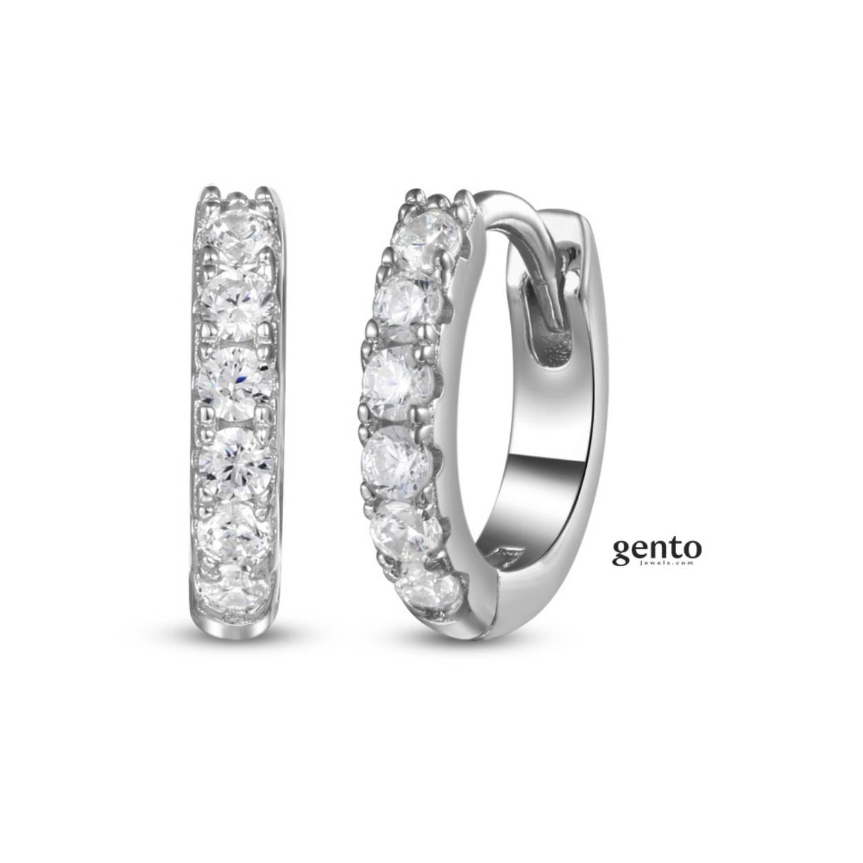 Zilveren oorringen met zirkonium van Gento
Diameter: 12 mm