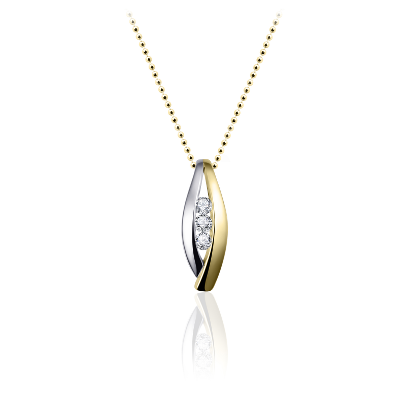 14k gouden hanger, bicolor met 3 zirkonia's gezet (excl collier)
Hanger is uit te breiden in een set met bijpassende oorstekers en ring