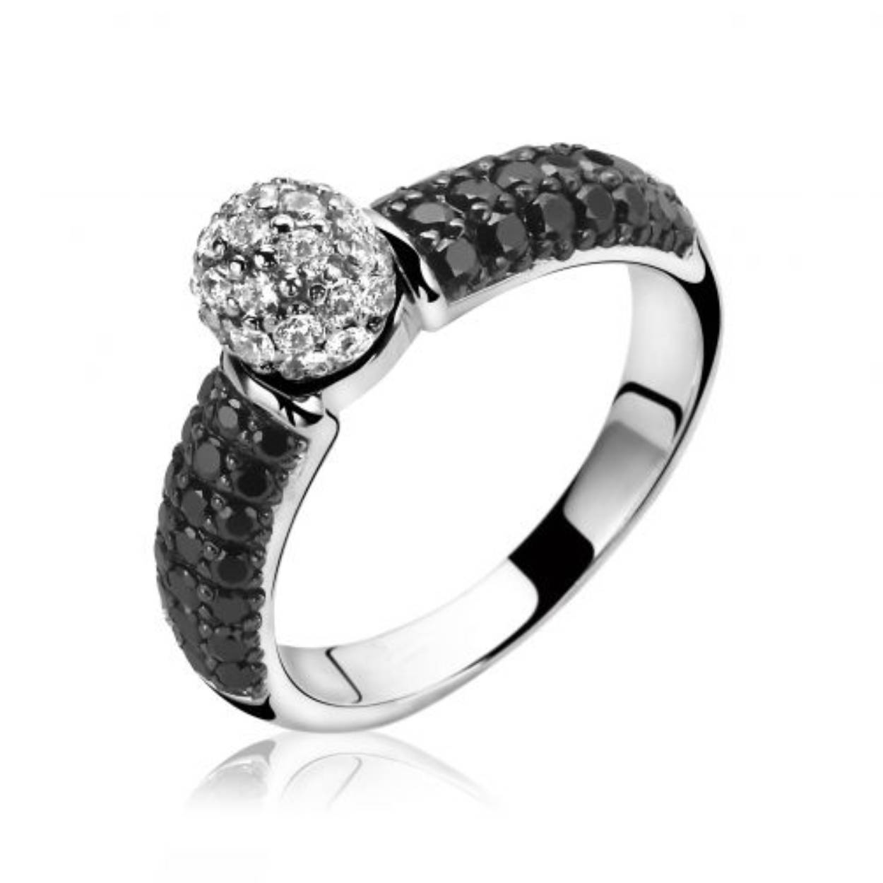 ZINZI zilveren ring zwart