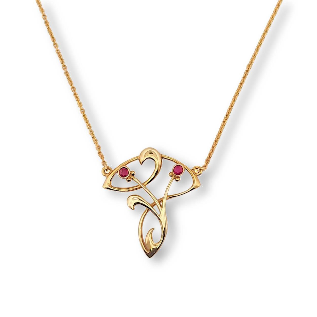 Choker Jugenstil ajour 2 x robijn