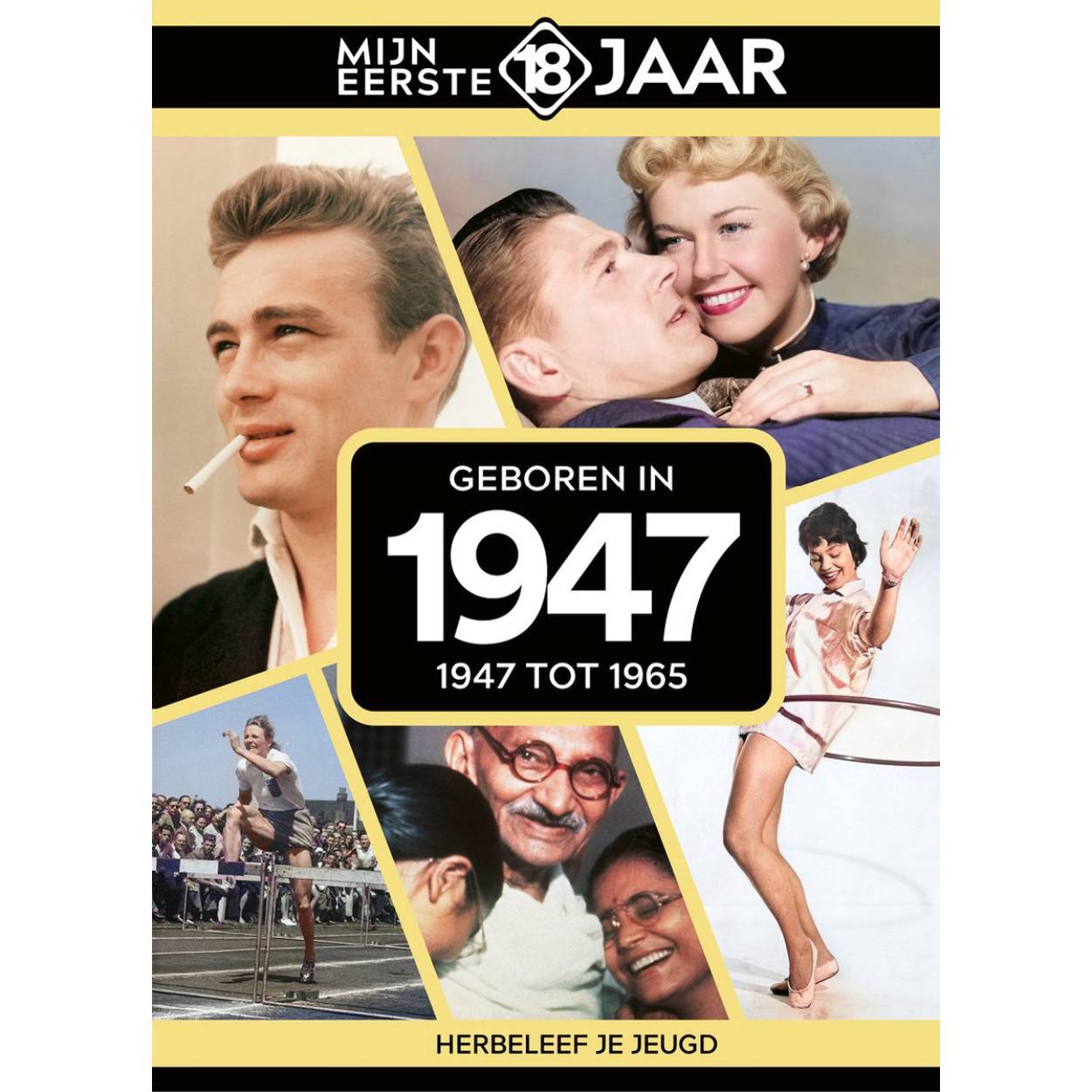 MIJN EERSTE 18 JAAR; GEBOREN IN 1947 De jaren van 1947 tot 1965 Mijn Eerste 18 Jaar is hét boek vol met ‘oh ja!’-momenten. Droom weg bij alle hoogtepunten uit jouw jeugd. Zo beleef je de meest spraakmakende momenten uit de eerste 18 jaar van jouw leven opnieuw. Aan welke hits, films en tv-programma’s heb je mooie herinneringen? Hoe was de mode toen, het straatbeeld en de rages? Welke sporthelden zijn je bijgebleven? En wat was het nieuws waar iedereen het over had? Mijn Eerste 18 Jaar staat boordevol jeugdsentiment. Met maar liefst 182 pagina’s aan kleurrijke foto’s, anekdotes en iconische beelden uit jouw jonge jaren. Ook hebben we per jaar de grootste hits voor je verzameld. Scan de code en beluister jouw hits. Begin met bladeren en herbeleef je jeugd!