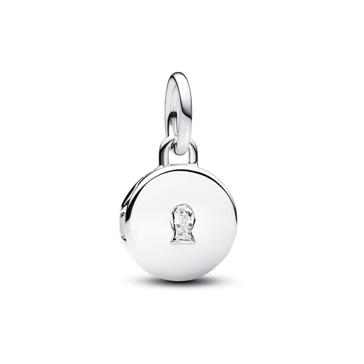 Sleutelgat gegraven medaillon Sterling zilver bengelen met heldere kubieke zirkonia