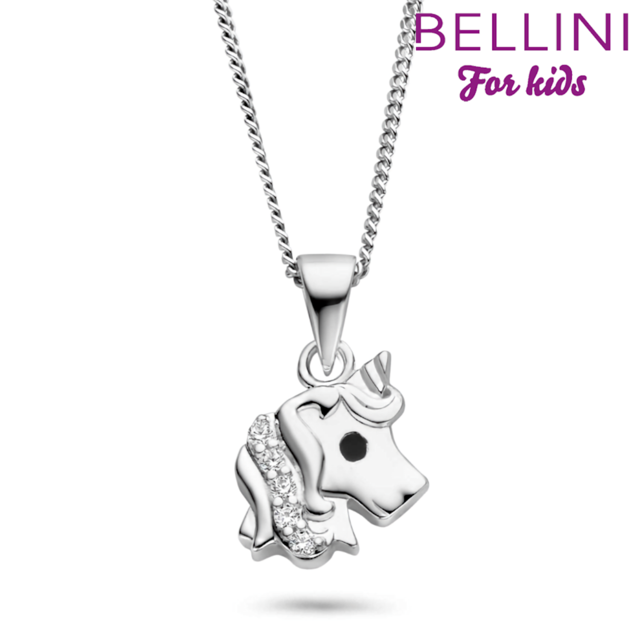 Bellini zilveren hanger eenhoorn inclusief collier