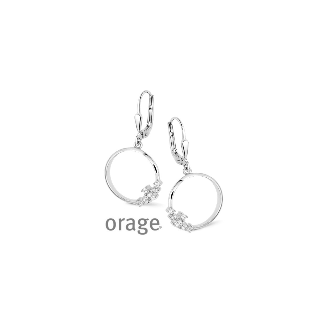 Zilveren oorhangers met open cirkel en zirkonium - Bijpassende ketting met hanger ook verkrijgbaar