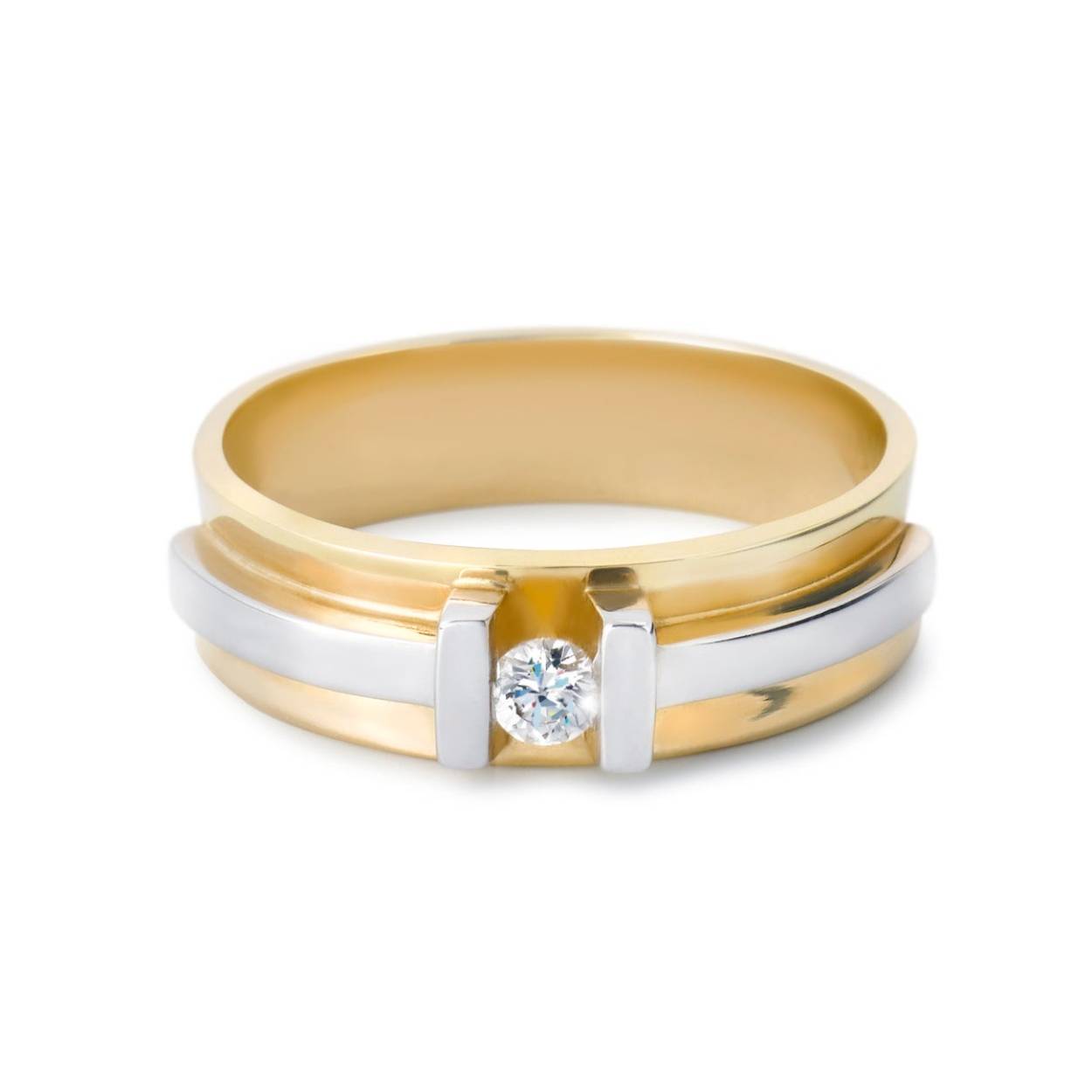 bicolor gouden R&C ring met diamant briljant slijpsel 

Model: 64 Delphine 
Steengewicht: 0.05 Carat
diamant kleur: River
Diamant zuiverheid : Small inclusions 
Groeibriljant systeem: ja 

goud: leverbaar in wit-, geel-, en rosegoud en alle kleurcombinaties