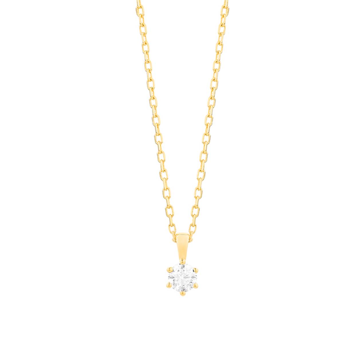Prachtige 18krt gouden collier met solitair hanger.