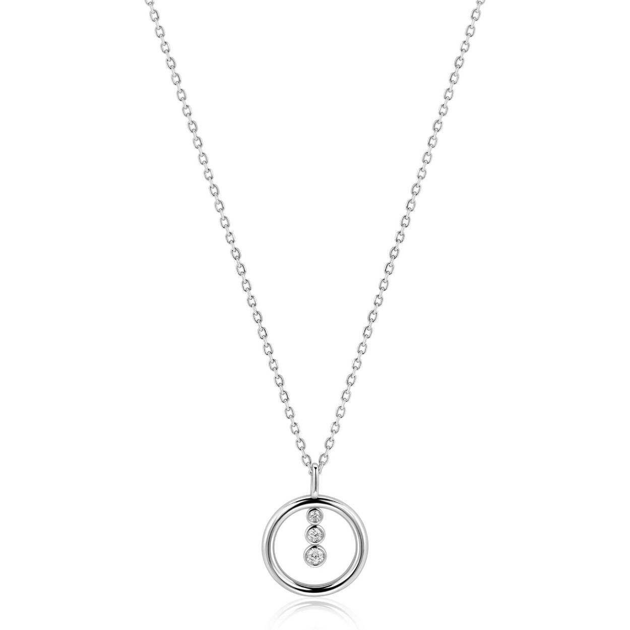 ZINZI zilveren ketting 45cm met ronde hanger en drie fonkelende witte zirkonia's ZIC2820