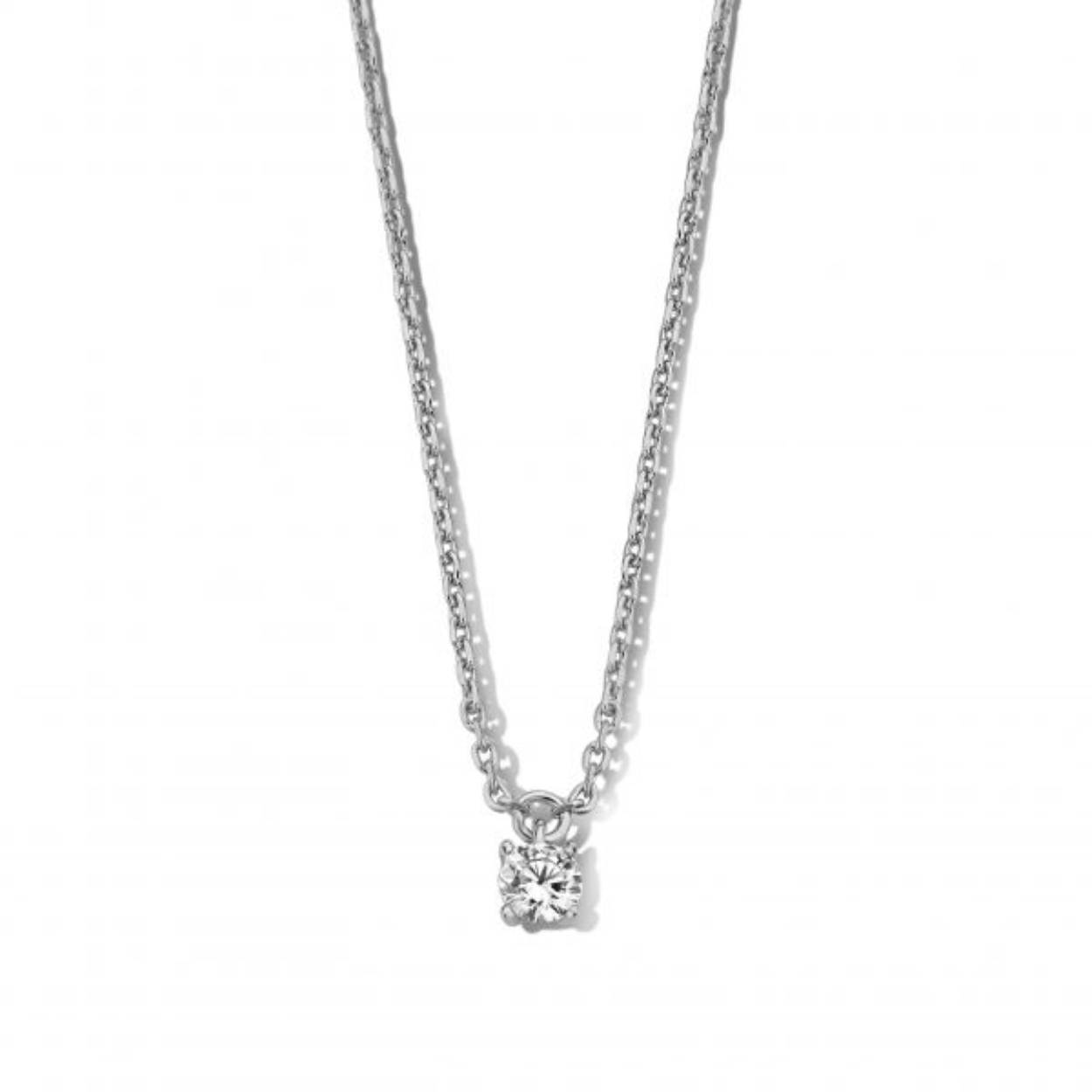 Zilveren Ketting met Hanger - Zirkonia - 3,5 mm - Ankerschakel - 40 + 5 cm 