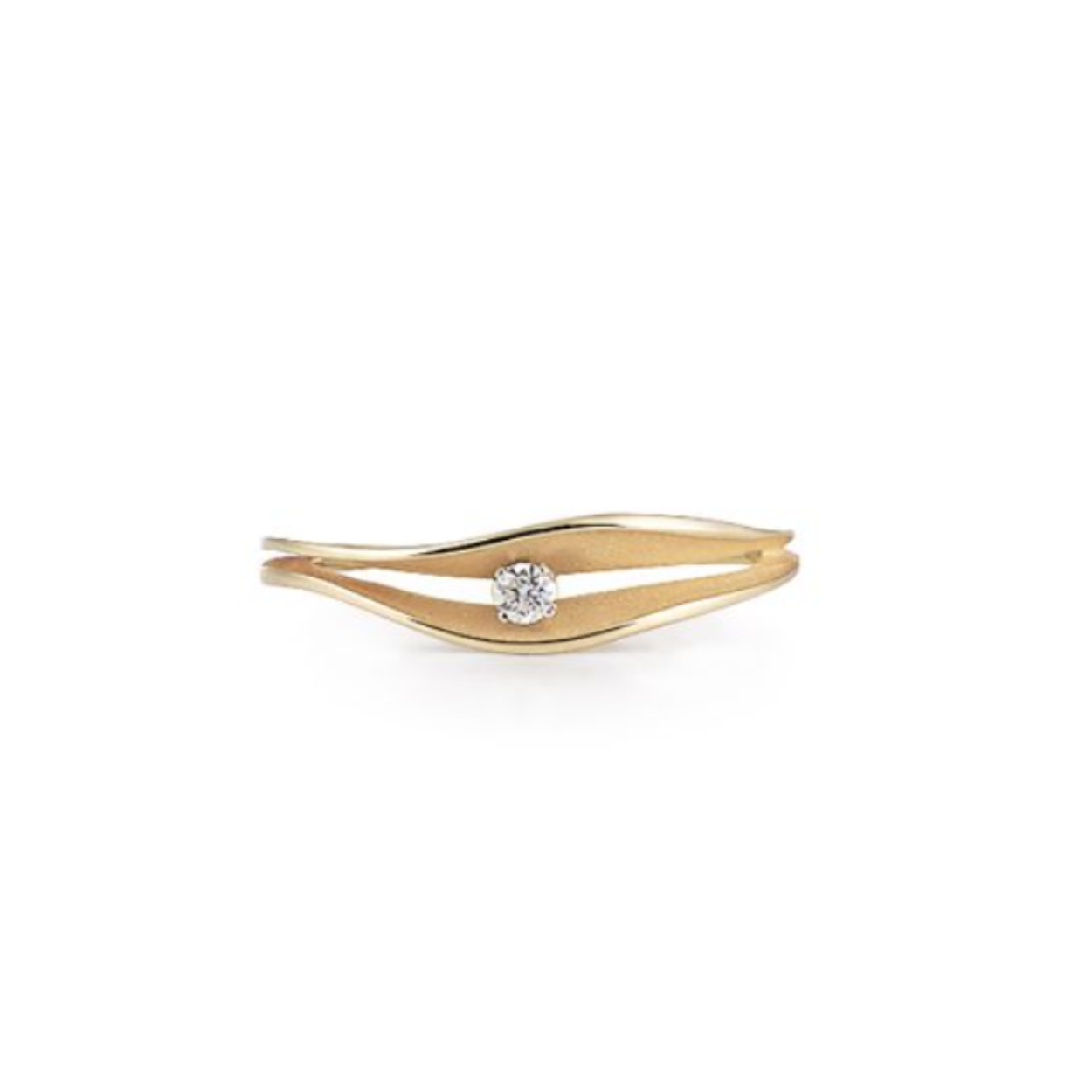 Dune Series stacking Ring, 18Kt Yellow Sunrise Gold met diamant 0.05ct