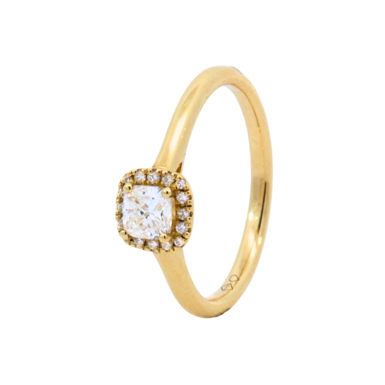 Geelgouden ring 18Kt met briljant