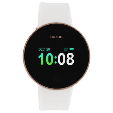 Blijf fit! De smartwatch is uitgerust met een hartslag- en bloeddrukmonitor. Daarnaast heeft de horloge een stappen- en calorieënteller. Met de slaap monitor kunt u uw slaap monitoren van lichte slaap, diepe slaap en wakker.

Blijf up-to-date!
Naast de fit- en gezondheidsfuncties zijn er ook een aantal coole functies, die ervoor zorgen dat jij up-to-date blijft. Zo kun je al jouw notificaties en oproepen ontvangen en heeft de smartwatch een stopwatch.

Blijf bij jezelf!
Deze OOZOO smartwatch heeft een kunststof band. Daarnaast kun je uit drie verschillende achtergronden kiezen voor jouw smartwatch.

Blijf opgeladen!
De smartwatch is gemakkelijk door de smartwatch in te pluggen in een USB-oplader of USB-port en de batterij gaat wel tot 7 dagen mee!

Breedte band: 20 mm
Diameter kast: 40 mm
Schermgrootte: 0,96 inch TFT
Waterdicht: IP67 (1 meter diep water voor max. 30 minuten)
Batterijcapaciteit: 80 mAh
Kan met zowel Android als IOS telefoons worden gekoppeld(vanaf iOS 8.0/Android 4.4)
