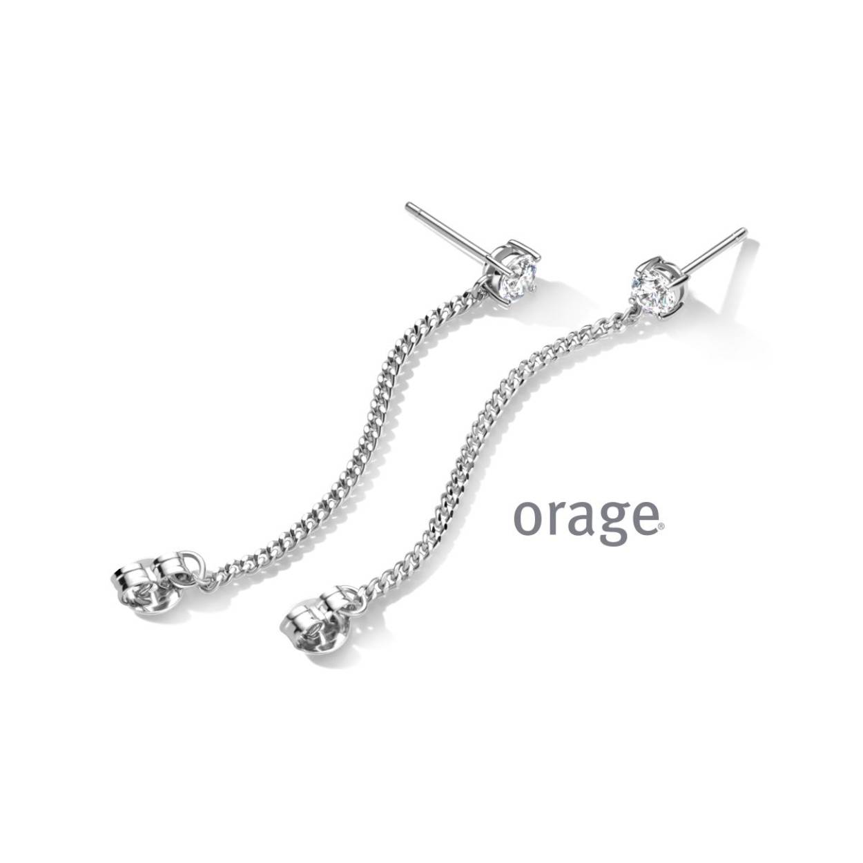 Orage oorslingers zilver zirconia