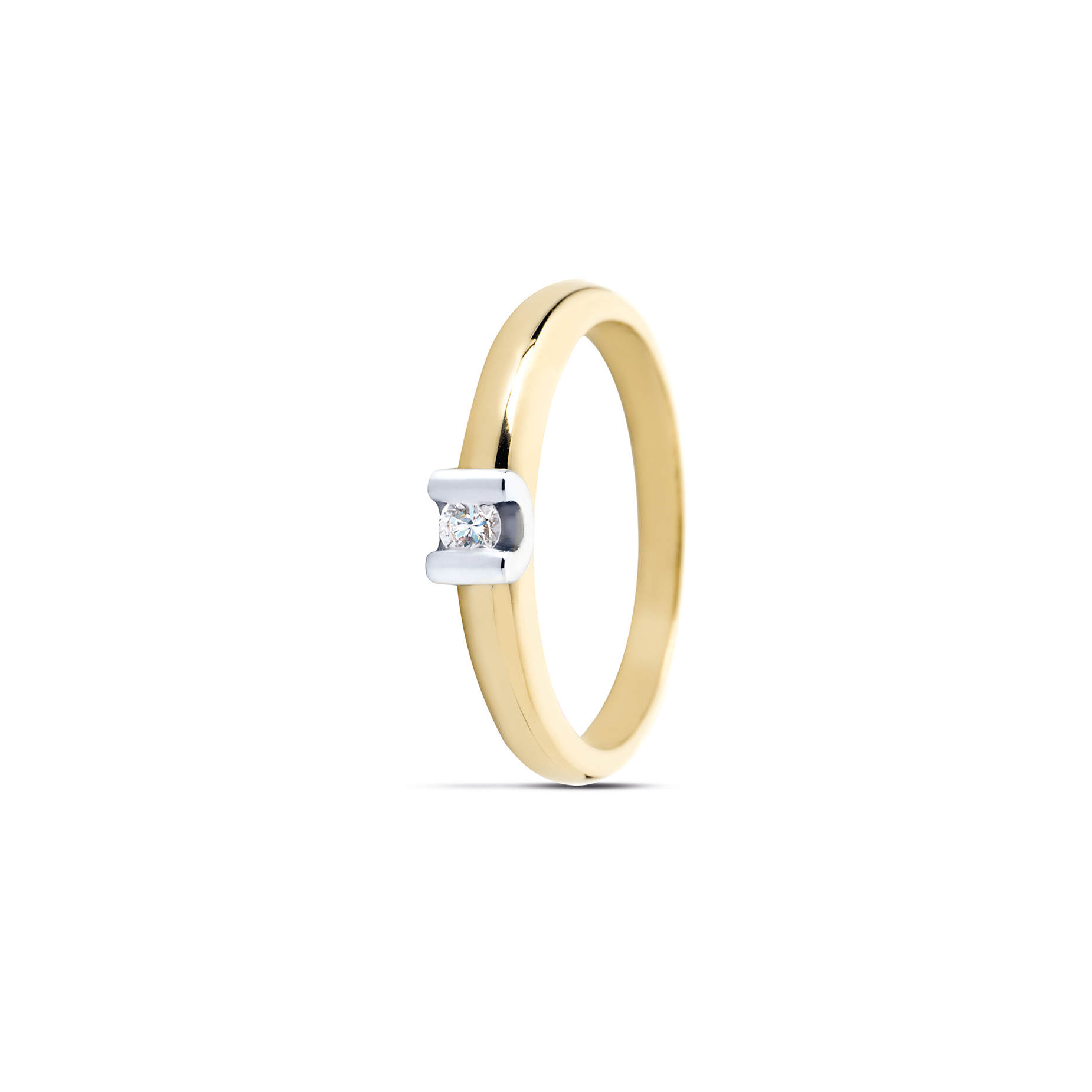 R&C groeibrillant ring 
Geelgouden band met witgouden zetting.
Ring is in andere kleuren en steenmaten leverbaar.