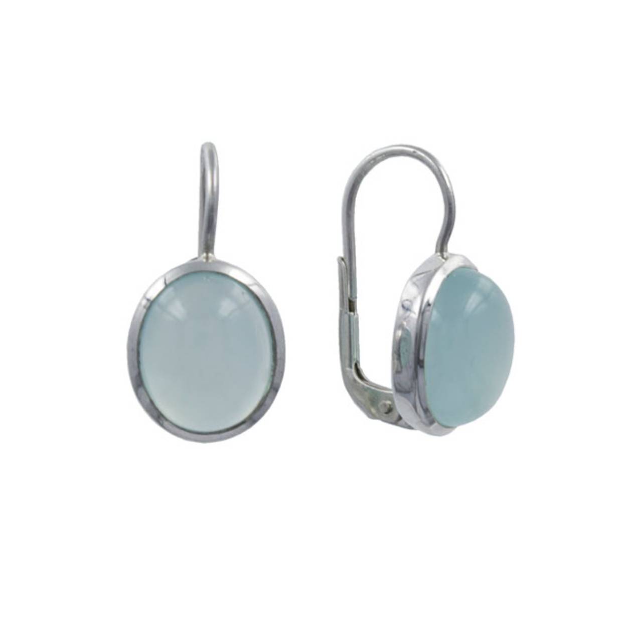 ovale cabochon  calcedon steen 9×11 met brisurhaak