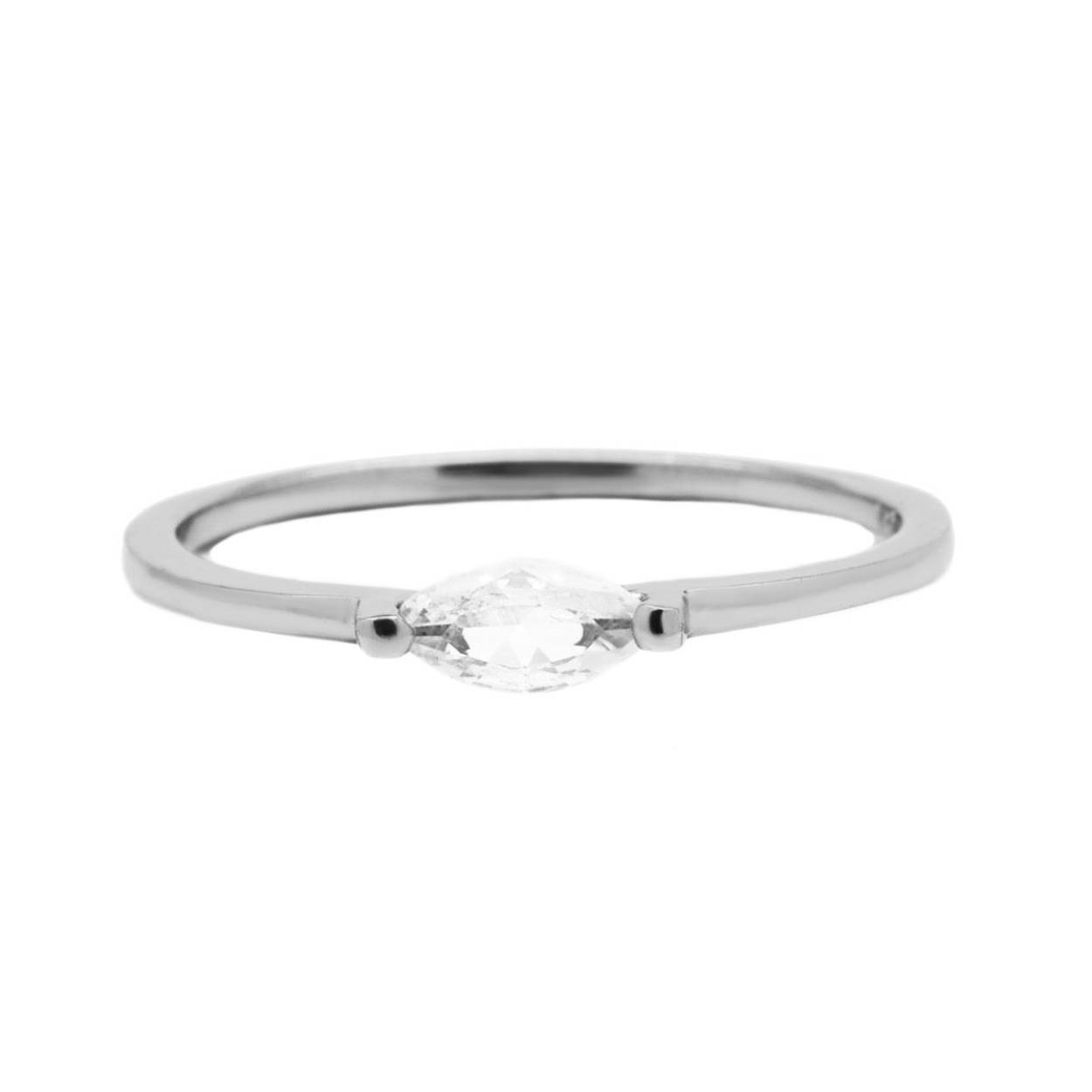 Ring Single Zirconia Oval Silver