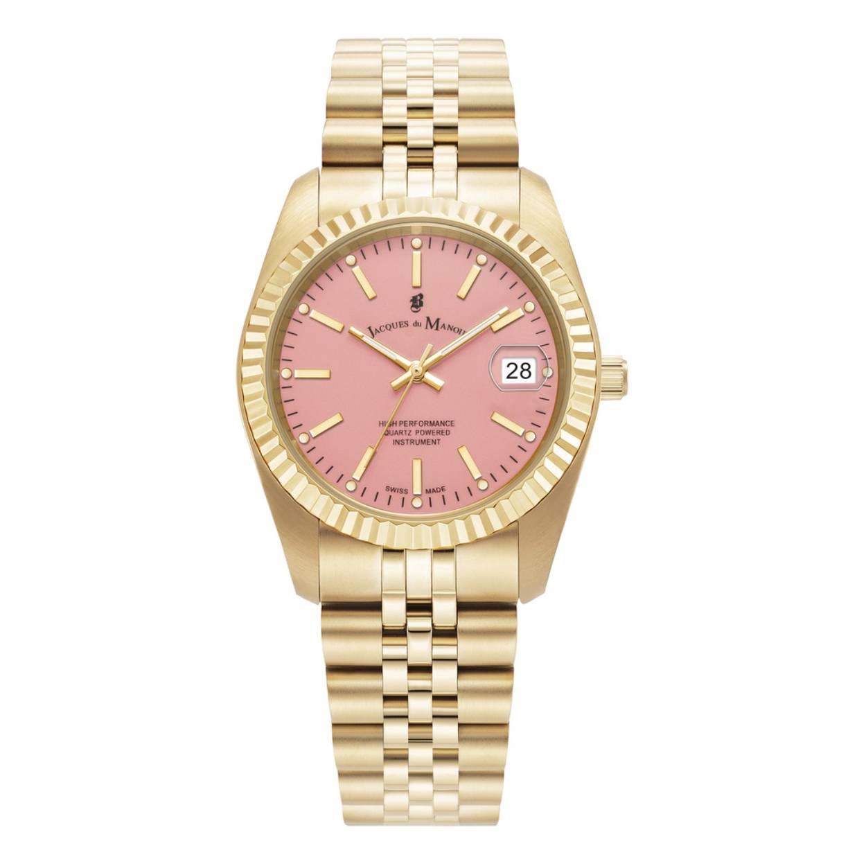 Inspiration Rainbow, 36mm, Case Stainless Steel gold, Bracelet Stainless Steel gold, Dial Pink