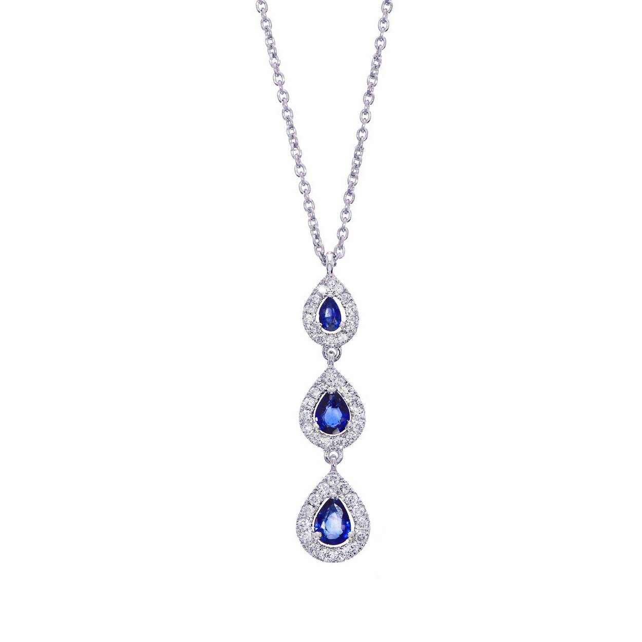 Naiomy collier wit goud 18k gezet met blauwe saffier en briljant