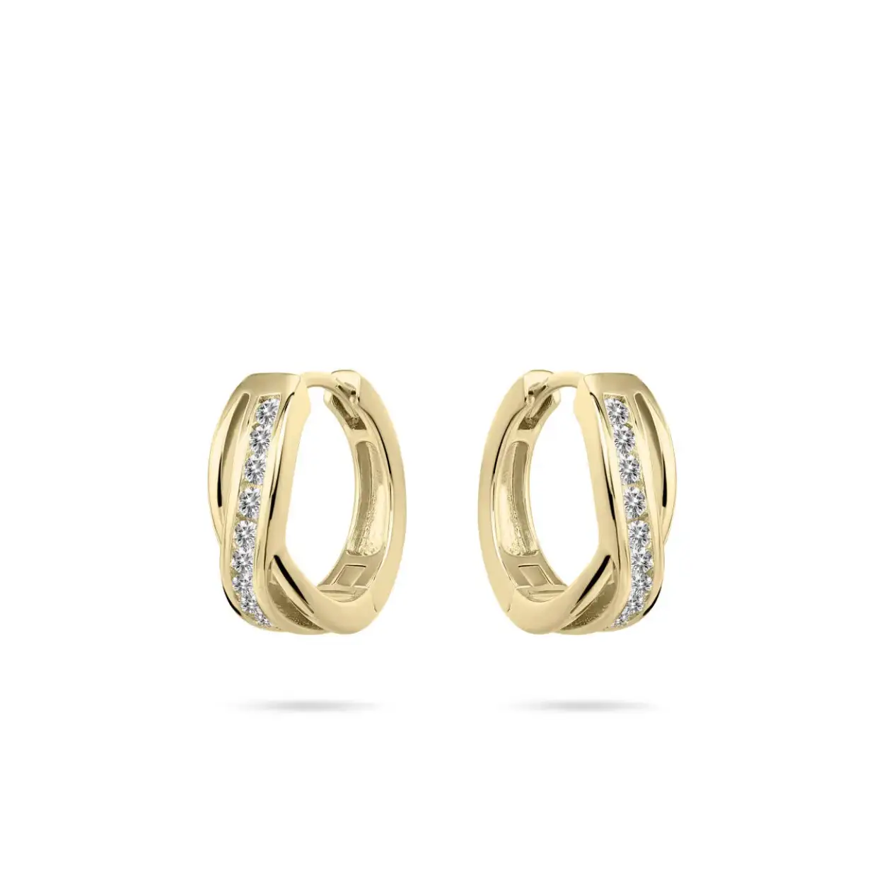 14k gouden oorsieraden met zirkonia 15mm