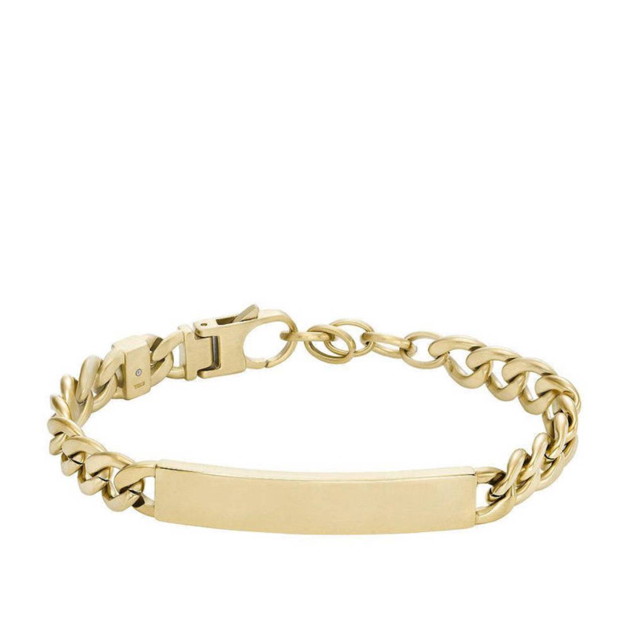 Fossil armband JF04465710 Drew goudkleurig.

Geef het je eigen stijl. Deze klassieke armband heeft een goudkleurig roestvrijstalen identiteitsplaatje aan een stevige roestvrijstalen kinketting met een karabijnsluiting.