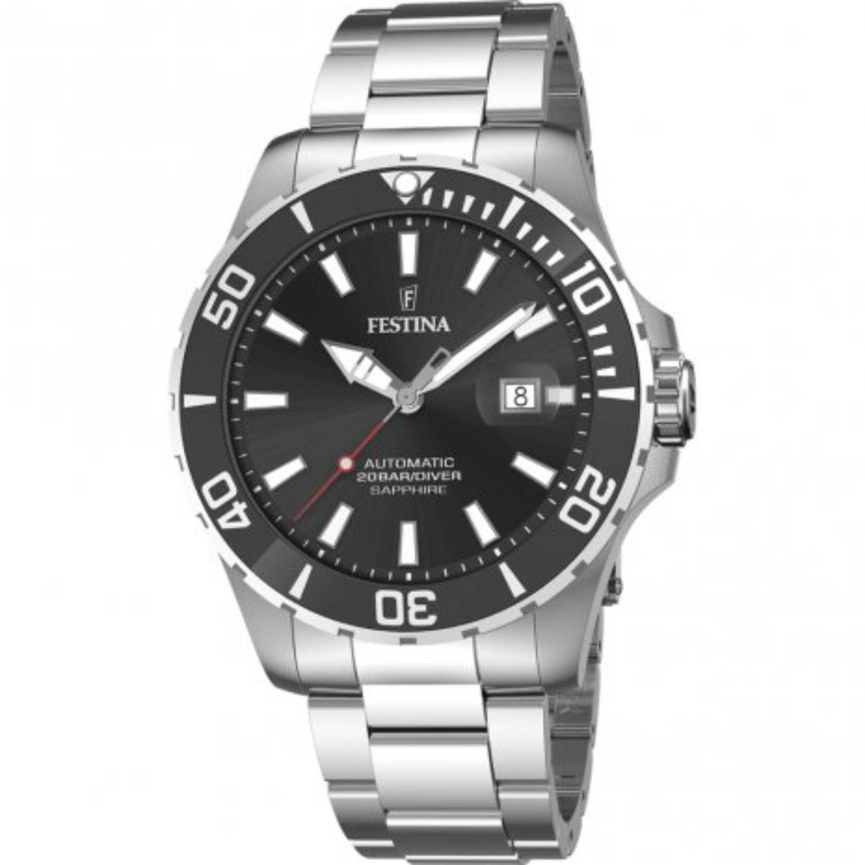 Festina - herenhorloge automaat met een edelstalen kast en een saffierglas voorzien van een edelstalen band - F20531/4