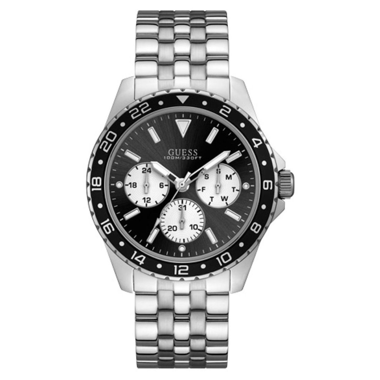 De zwart met stalen versie van de Odyssey serie is stijvol en stoer tegelijk. De ronde kast heeft een diameter van 44 mm en de schakel band heeft een  lengte van 19 cm. Perfect te combineren bij jeans of een pak. Het horloge is tot 3 ATM waterdicht. Model: W1107G1