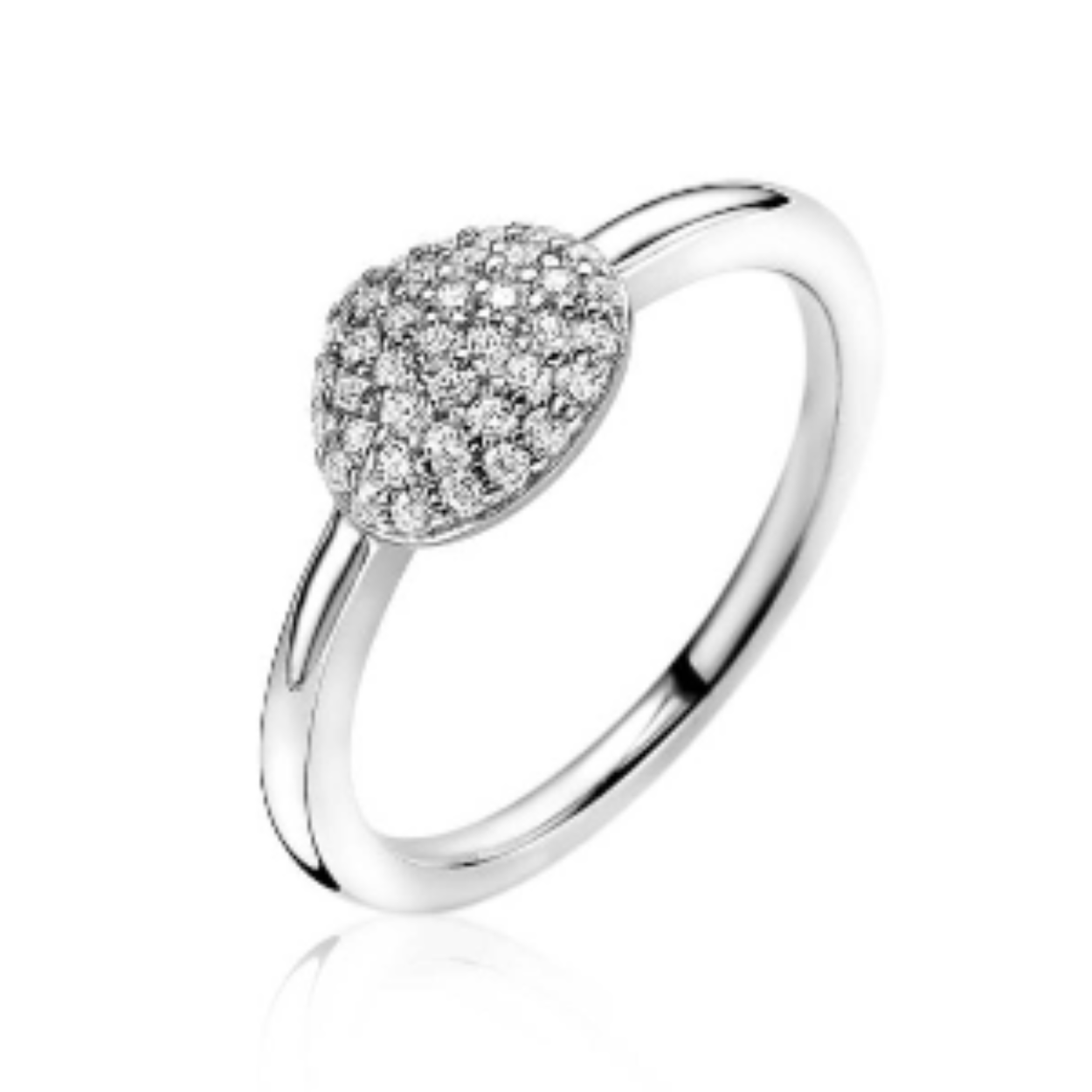 ZINZI zilveren ring driehoek wit