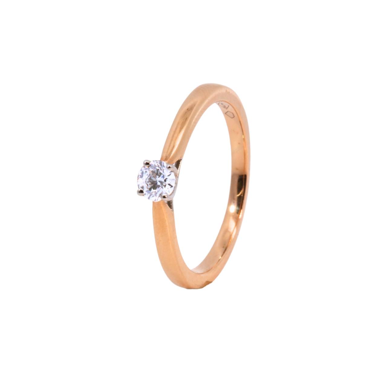 Ring in 18kt roségoud met 0.25ct briljant