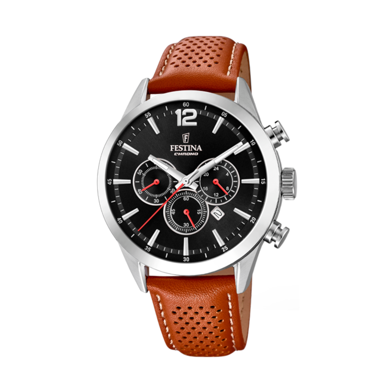 Herenuurwerk van Festina uit de 'Timeless Chronograph' collectie
Sportieve lederen band
Zilverkleurige kast in edelstaal
Zwarte wijzerplaat multifunctie met datumaanduiding
Waterdichtheid: 5 ATM