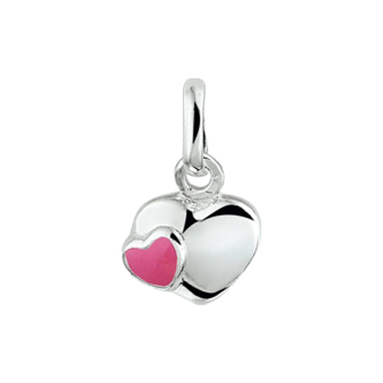 Zilveren hanger hart met roze emaille 1019896