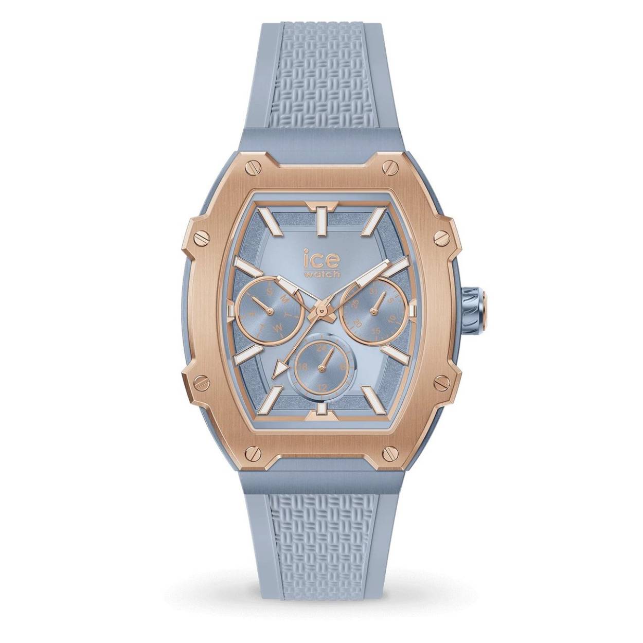 Duik in frisheid met de ICE boliday - Glacier blue. De gletsjerblauwe tint roept de zuiverheid en frisheid van ijzige landschappen op en voegt een vleugje rust toe aan je stijl. Dit elegante en rustgevende horloge is het perfecte symbool van vrijheid en sereniteit.
