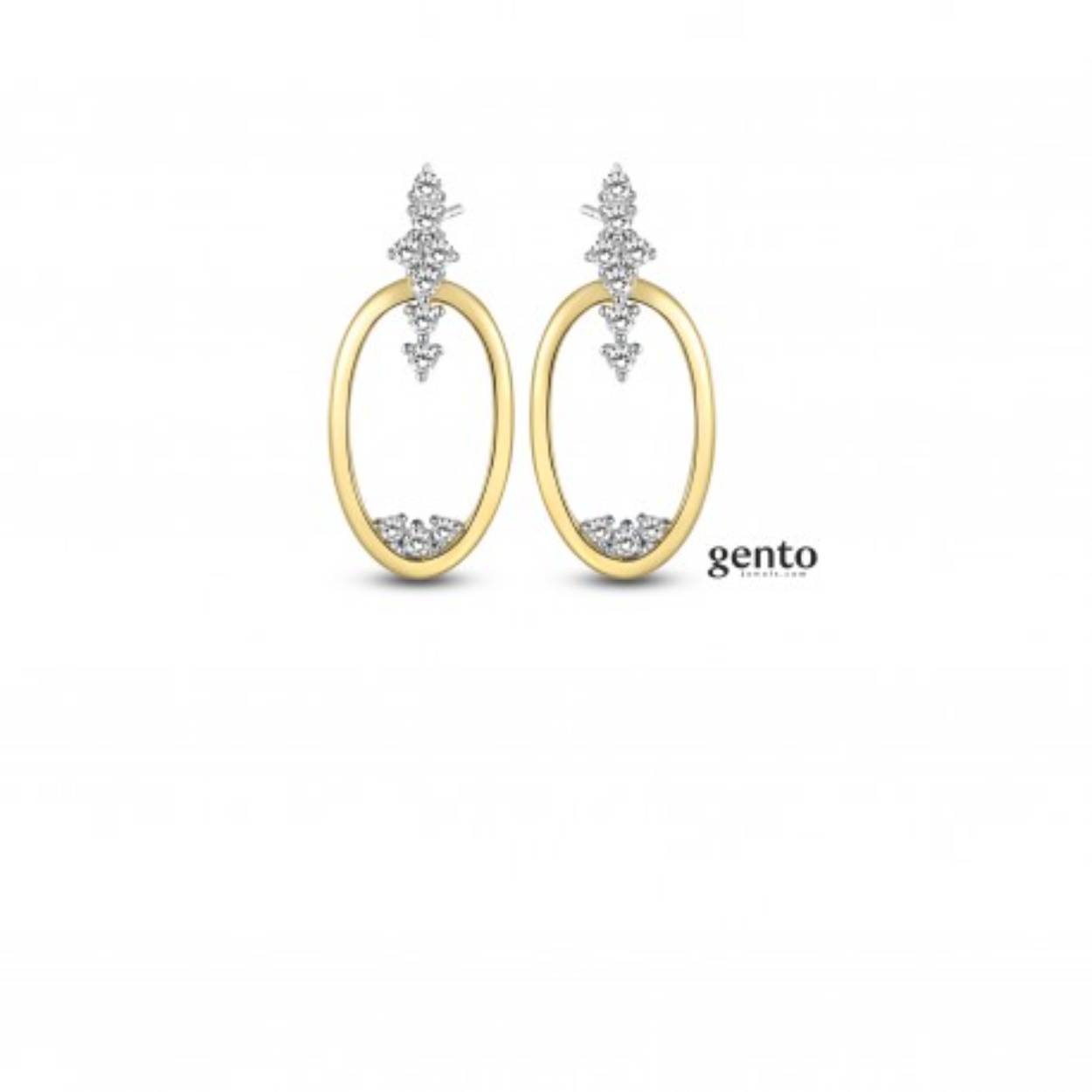 Bicolor zilveren oorbellen gento zirc
