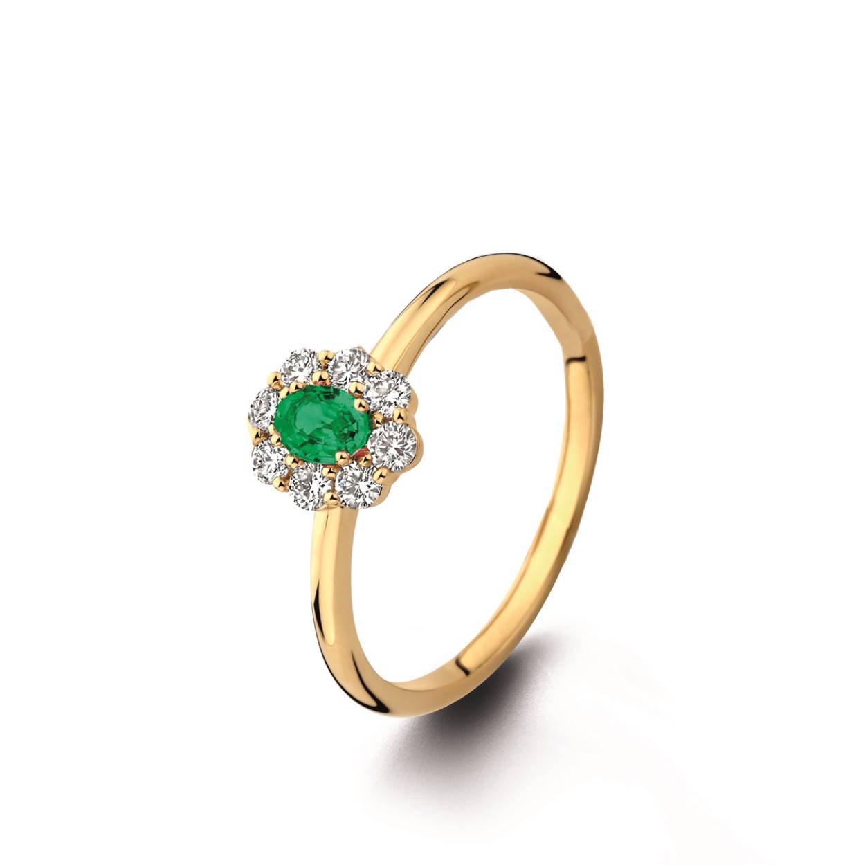 Naiomy ring goud 18k, 8 briljanten, 1 Tsavariet 