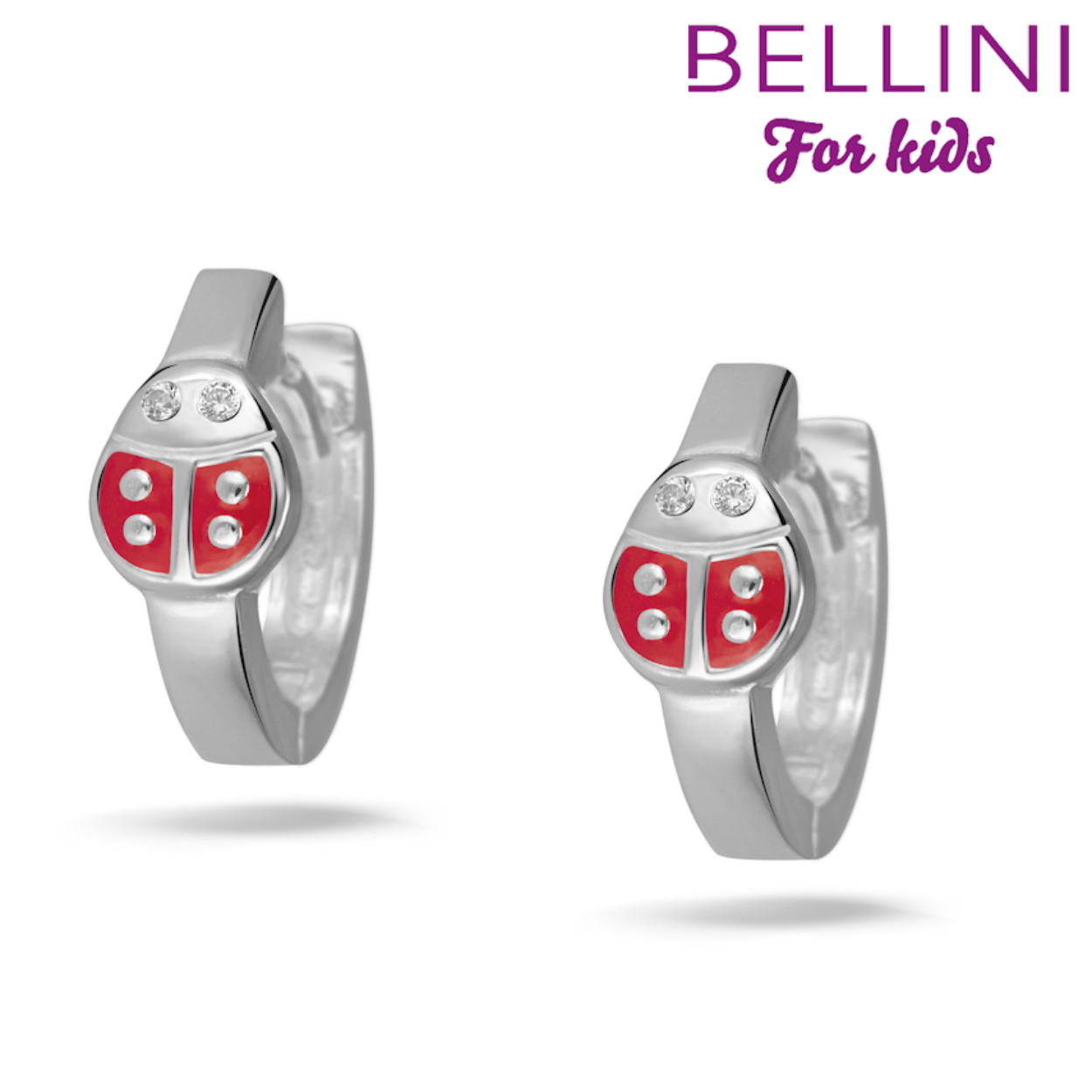 Bellini zilveren lieveheersbeest klap oorringen