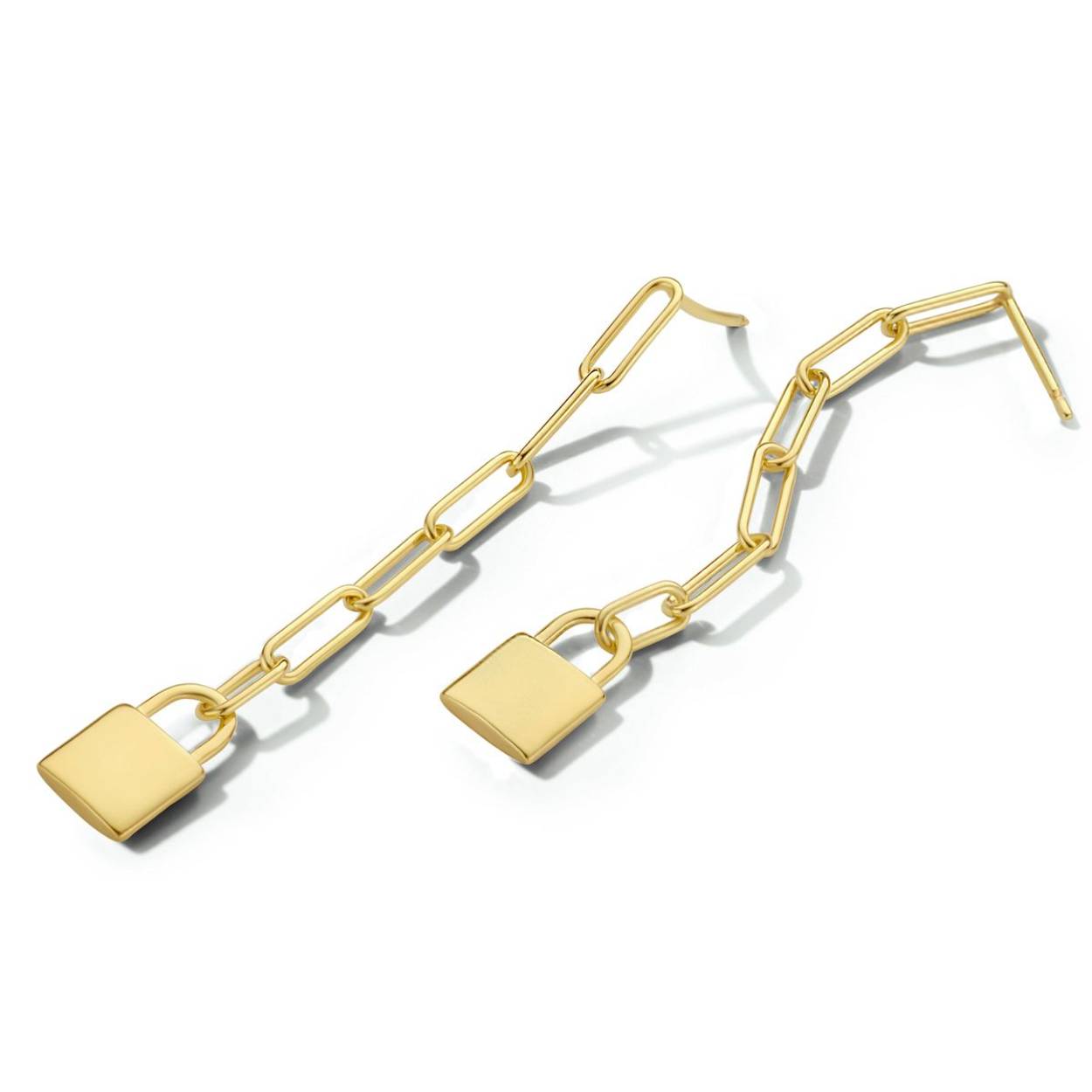 Geelgoud op 925 zilveren oorhangers uitgevoerd met slotjes. Geen garantie op plating.