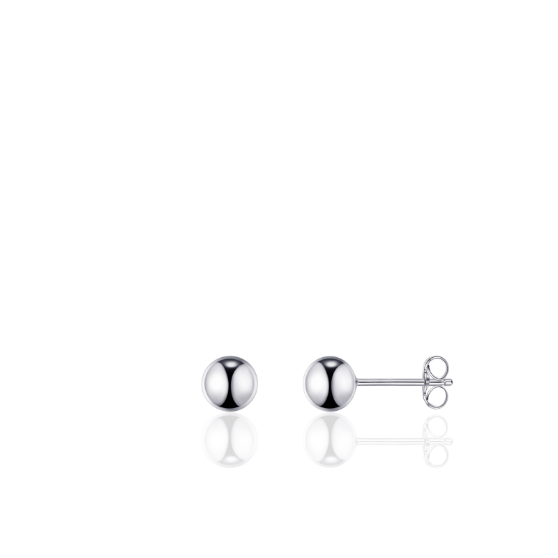 14k witgouden oorknoppen, bol 5mm diameter