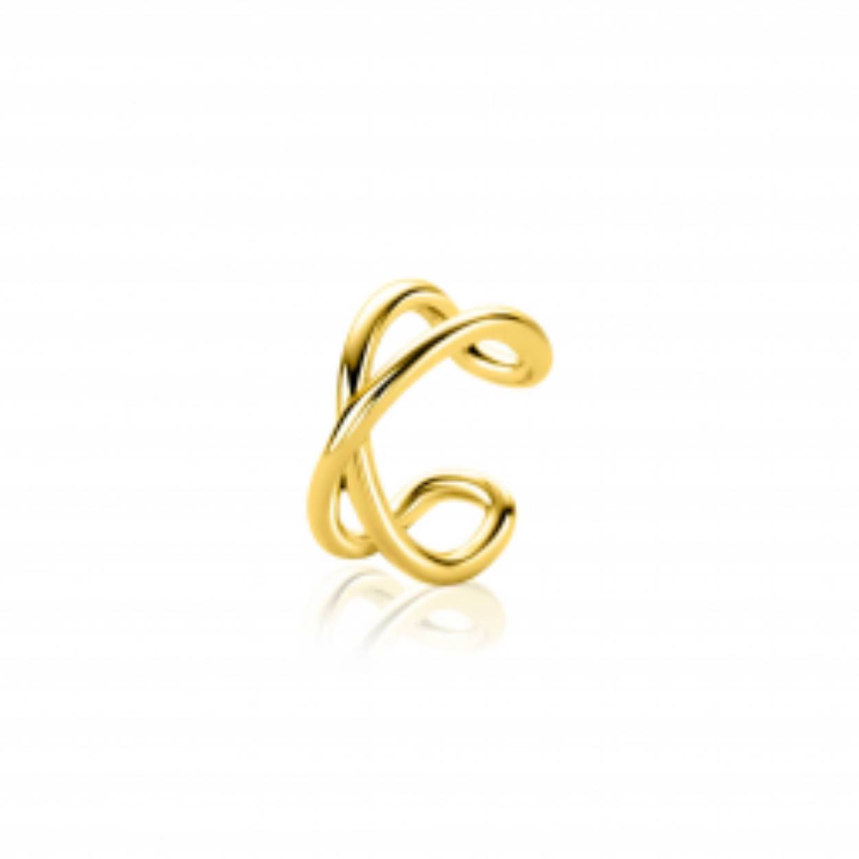 Zinzi zilveren earcuff dubbel kruislings, verguld