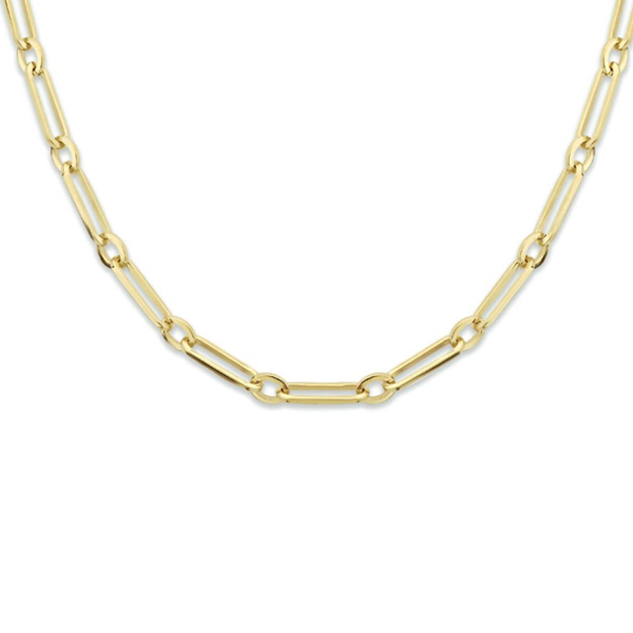 Geelgoud op 925 zilveren anker collier met een schakelbreedte van 3.2mm. Het collier heeft een draaglengte van 45cm en een stevige karabijn sluiting. Geen garantie op plating.