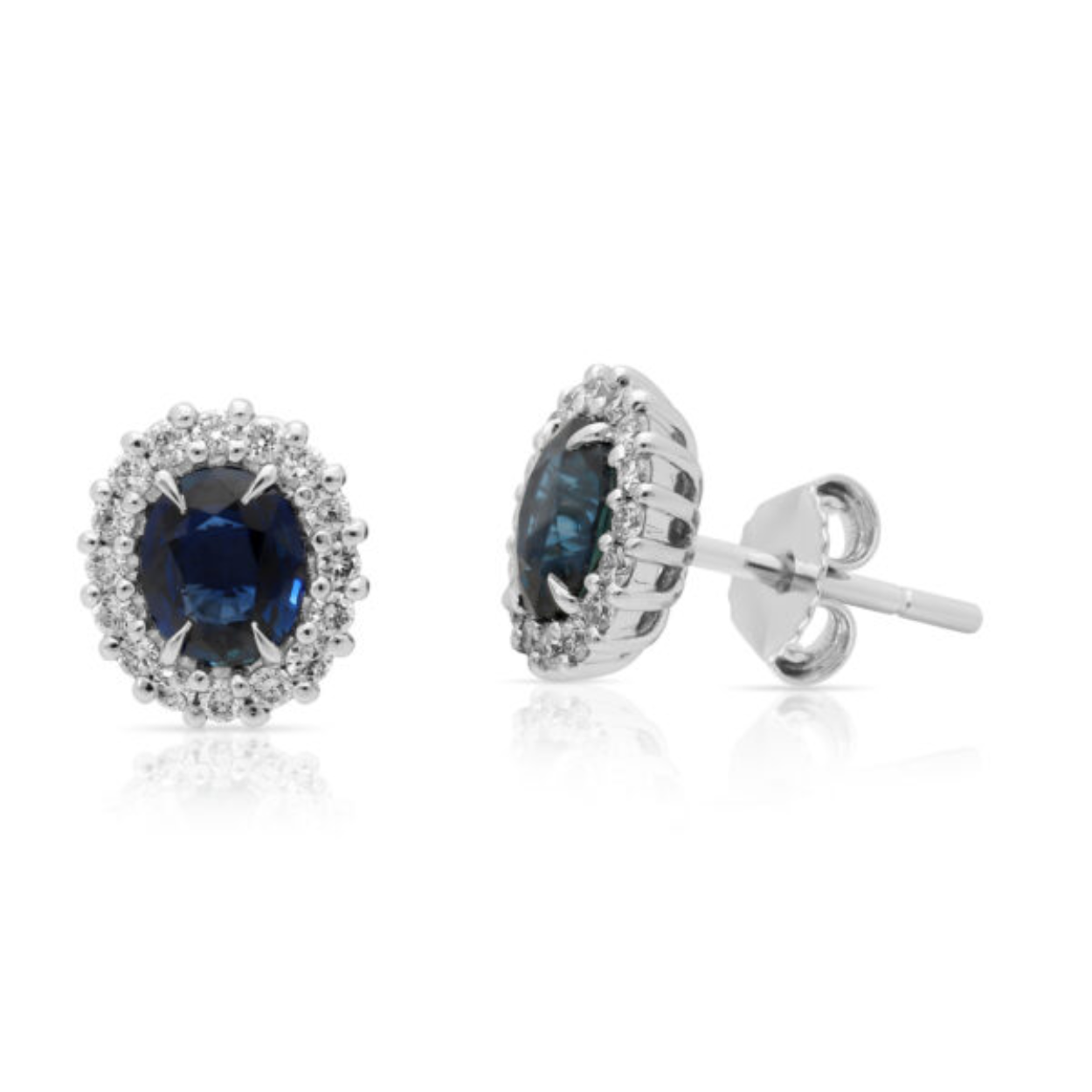 WGD oorknoppen saffier met diamant