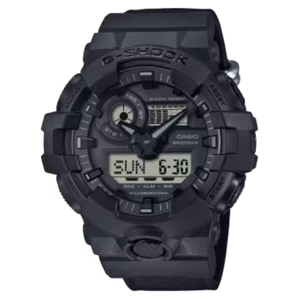 Dit Casio horloge behoort tot de G-shock collectie.
Referentienummer: GA-700BCE-1AER

Stoer street-smart ontwerp dat tegelijkertijd ook geschikt is voor gebruik in de natuur – deze G-SHOCK met Cordura nylon band voldoet aan alle vereisten.
Het modieuze, volledig zwarte ontwerp wordt aangevuld met een band van milieuvriendelijk Cordura nylon, waardoor je een coole, veelzijdige look krijgt die je zowel op het werk als in je vrije tijd kunt dragen.
