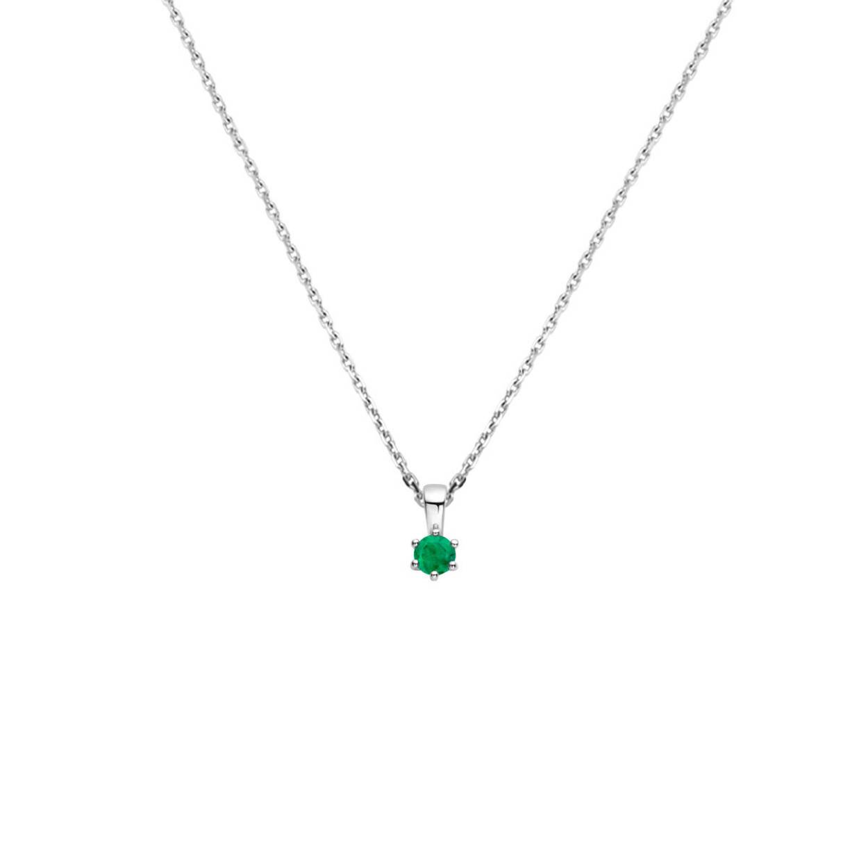 Gerhodineerd 925 zilveren collier met een geboortesteen hanger. Het collier heeft een draaglengte van 41cm en een extensie van 4cm. De schakelbreedte is 1.1mm. Uitgevoerd met een karabijn sluiting.